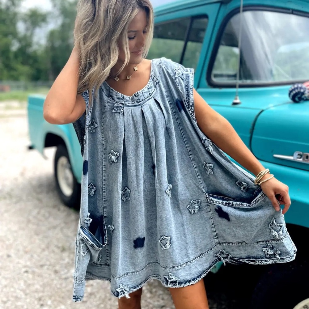Star Patch Denim Dress